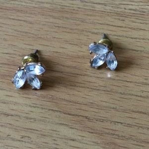 Stud Earrings Three Faux gem Marquis cut Cute